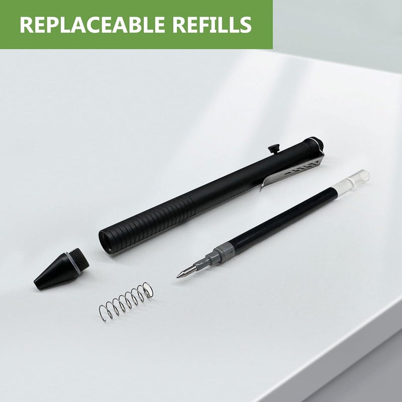 SMOOTHERPRO Bolt Action Pen, Stainless Steel Ballpoint Pen Compatible with Pilot G2 Refill, EDC Pen for Writing, Left-Handed Friendly, Black(TC141BK) - Image 3